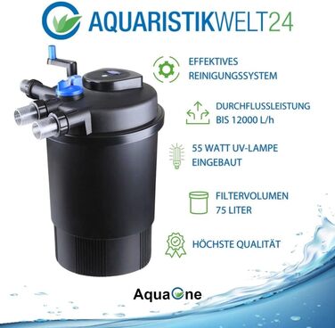 Комплект фільтрації AquaOne CPF-30000 з насосом для ставка до 60 000 л, UV-лампа, еко-насос 37-180 Вт, шланг