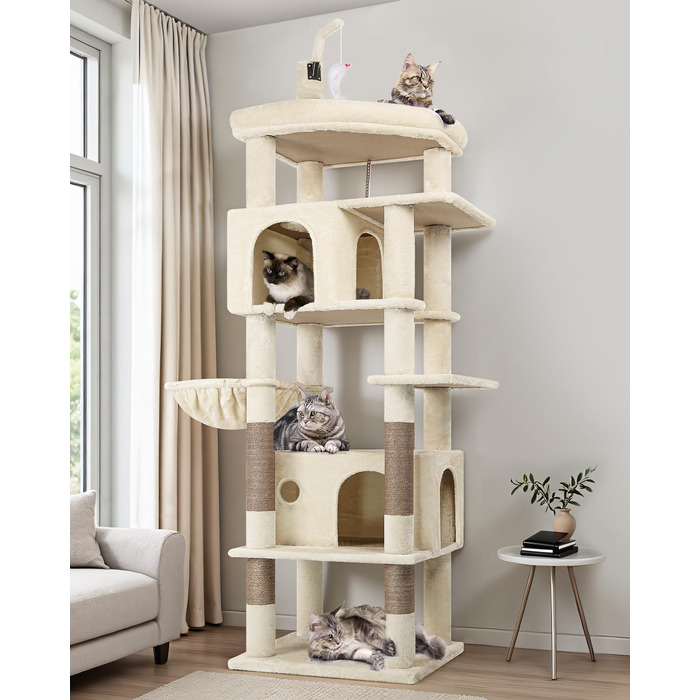 Комплекс для котів Globlazer Kratzbaum Beige 188 см з 2 будиночками, платформами та іграшками