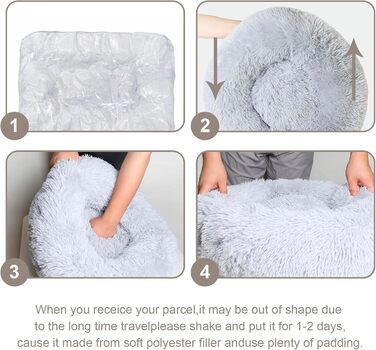 М'яке ліжко для кота Aspand, 60 см Ø - зручне та тепле місце для сну з антиковзною основою, Бежевий колір, 60x60x18 см