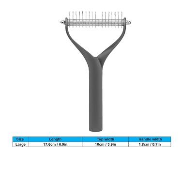 Інструмент для догляду за шерстю: двосторонній гребінець для підшерстка, щітка для цуценят та котів, гребінець з гострими зубцями для видалення ковтунів та відмерлого хутра (Чорний, L)