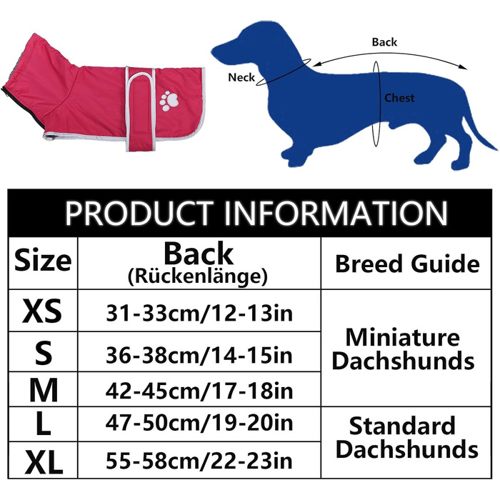 Зимовий теплий одяг для такси (джек) - водонепроникний, з підкладкою з плюшу та отвором для поводокa, відображає світло, рожевий, M (довжина спини 42-45 см)