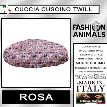 М'яке лежаче ліжко для собак та котів Ovales - комфортна килимок для домашніх тварин, Made in Italy, рожевий (Chiwa)