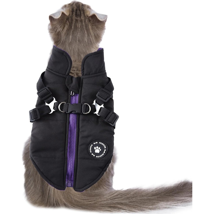 Зимовий теплий жилет для собак, водонепроникний, з блискавкою, для цуценят та собак середніх та великих порід (Чорний, S)