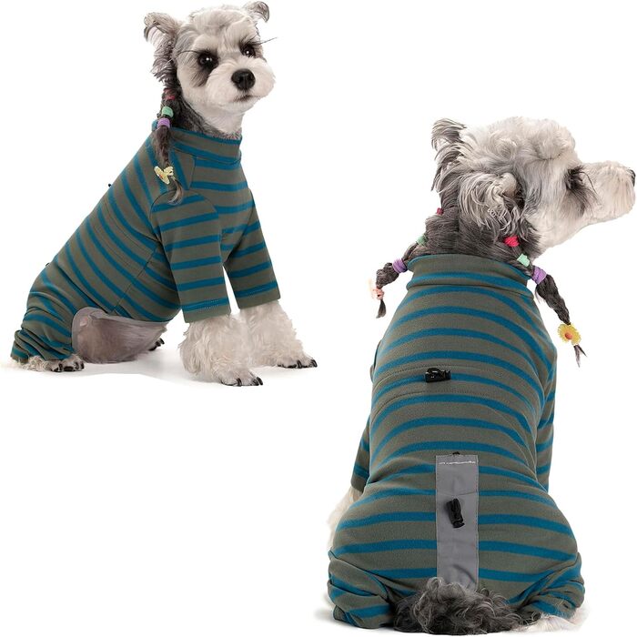 Зимовий теплий пуховик для собак, бавовна, смугастий, регульований, світловідбиваючий, для малих та великих собак, сірий, розмір M, білий (XL, блакитний)