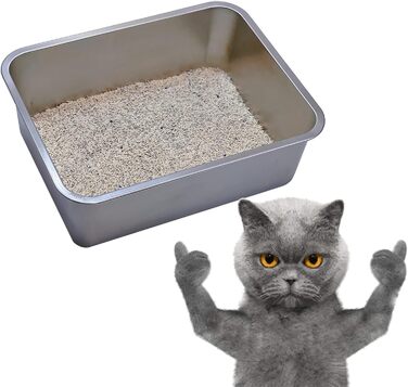 Набір для туалету котів KUNWU, нержавіюча сталь, 60x40x15 см, для котів, собак та кроликів, антикорозійний, легко чиститься, довговічний (XL)
