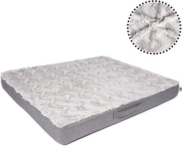Ортопедичний килимок для собак CopcoPet Lucky Hundematratze: ковзний, миючий, з м'якого штучного хутра, 100 x 80 x 10 см, сірий