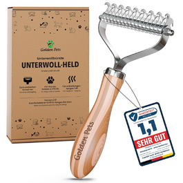 Двостороння щітка для собак та котів 2в1: щітка для підшерстка та гребінець для підшерстка, бамбук, розмір M-L