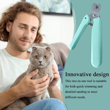 Електричний триммер для обрізки кігтів домашніх тварин 2-в-1 з LED-підсвічуванням, захисним насадком та ергономічним дизайном для собак та котів (світло-зелений)