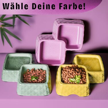 Набір мисок для котів та маленьких собак ne&no® з бамбука, фіолетовий (до 400г корму, 350мл води)