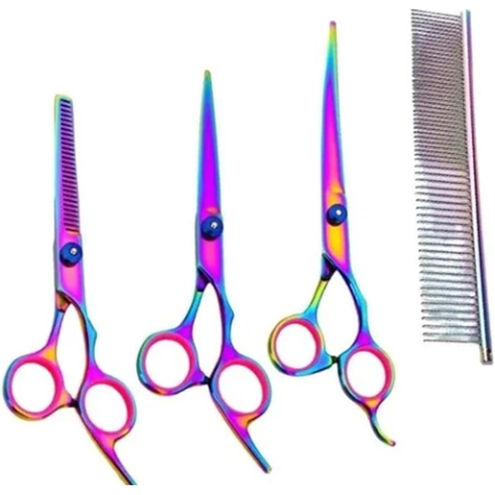 Набір для грумінгу собак, професійний, з нержавіючої сталі, безпечні кругові кінчики, 7-в-1, для собак та котів