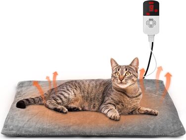 Електрична грілка для котів та собак 45x45 см, 9 рівнів нагріву, таймер 12 годин, з автовимкненням, фланелевий чохол, можна прати