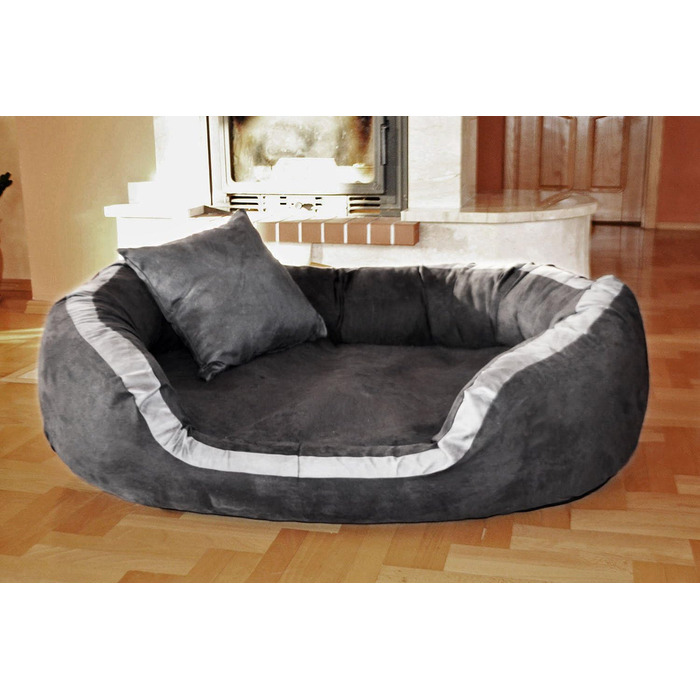 Ортопедичне ліжко для собак Tierlando® Pepper, XL, Велюр, Сірий (110 см)
