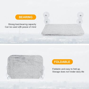 Кріплення для кота на вікно Gearific, гамак з 4 присосками, міцний каркас, дихаюча сітка, сірий, 45 x 30 см