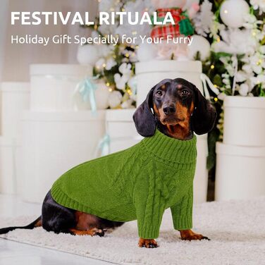 Теплий пуловер для собак Queenmore: Дакель, Французький бульдог, Бігль, Шнауцер (зелений, M)