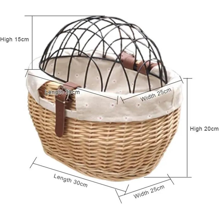 Плетені кошики для велосипеда з ротангу: переноска для тварин, універсальний кошик для собак та котів (колір дерева)