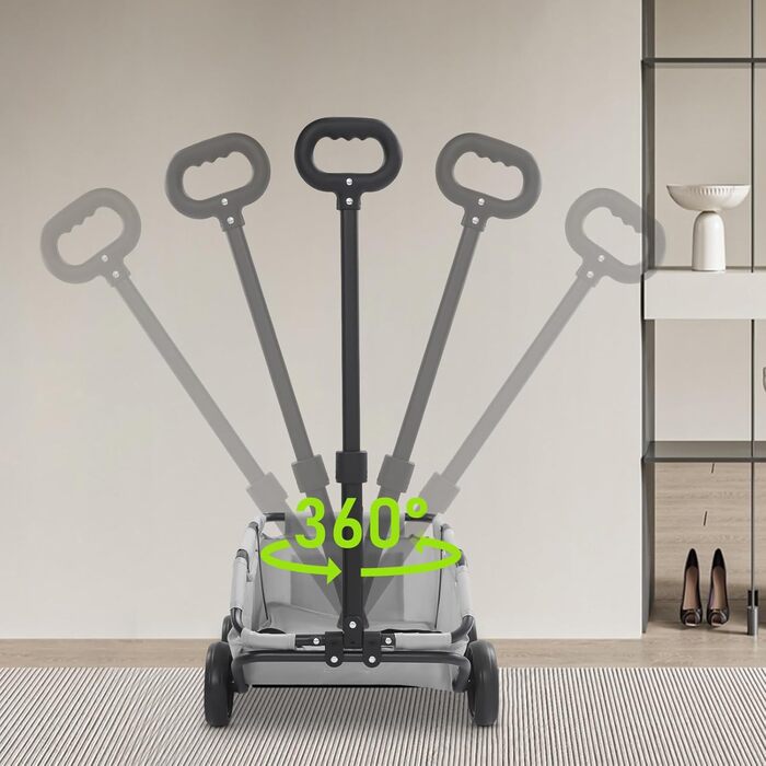 Візок для собак та котів Mini Hundewagen, сірий, до 10 кг, розкладний, з висувним ручками