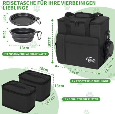 Сумка для ласощів для собак на 25 літрів з плечовим ременем, чорна. Ідеально підходить для походів та прогулянок з собакою