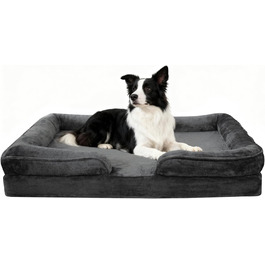 Ортопедичне ліжко для собак – миється, знімний фланелевий чохол, водонепроникний наповнювач, антиковзаюче дно, 71*58*17 см, темно-сірий