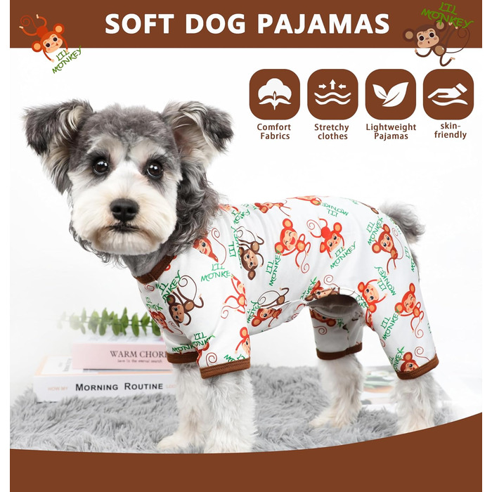 Піжама для собак: теплий та милий комплект для маленьких та середніх собак, дівчаток та хлопчиків. Піжама-комбінезон для цуценят, котів та інших домашніх тварин. Розмір M (X-Large), колір коричневий.