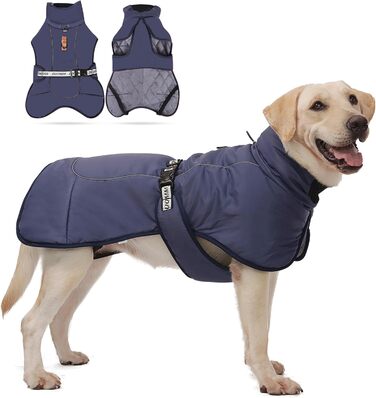 Зимовий теплий одяг для собак ALLSOPETS: куртка з відбиваючими елементами, великий розмір (3XL), Marineblau