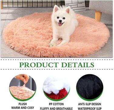 Килимок для собак та котів, м'який плюшевий лежак-матрац, діаметр 80 см, верблюжий колір