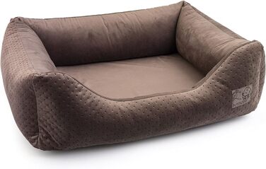 Ліжко для собак XL, велюр коричневий, 100 x 79 x 22 см | З м'яким вкладишем | Софа для великих собак
