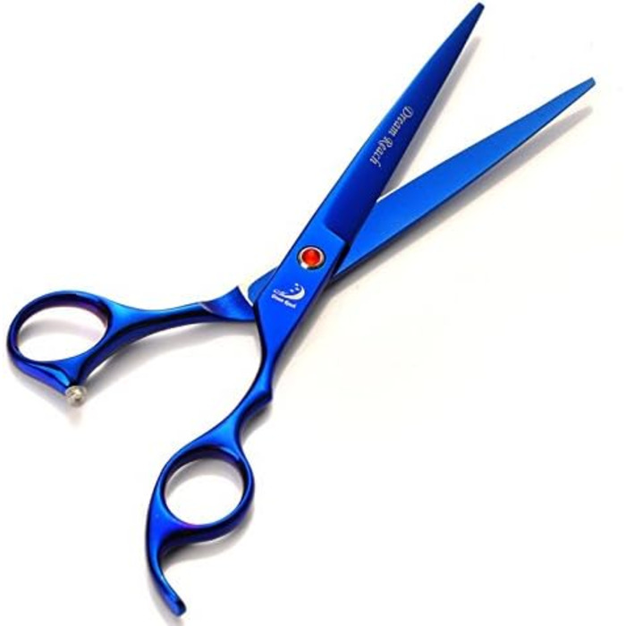 Набір для грумінгу домашніх тварин: професійні ножиці для собак та котів, ножиці для фінальної обробки, вигнуті ножиці, гребінець для грумінгу, блакитні