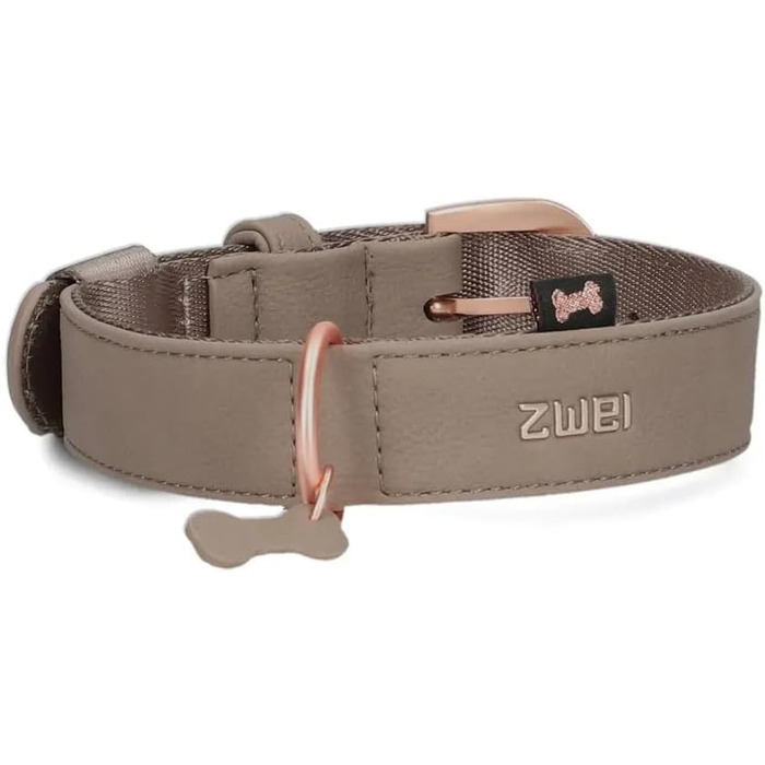 Нашийник для собак ZWEI Leo LE15 з якісної штучної шкіри, регульований, для середніх та великих собак, обхват шиї 37-50 см, колір капучино