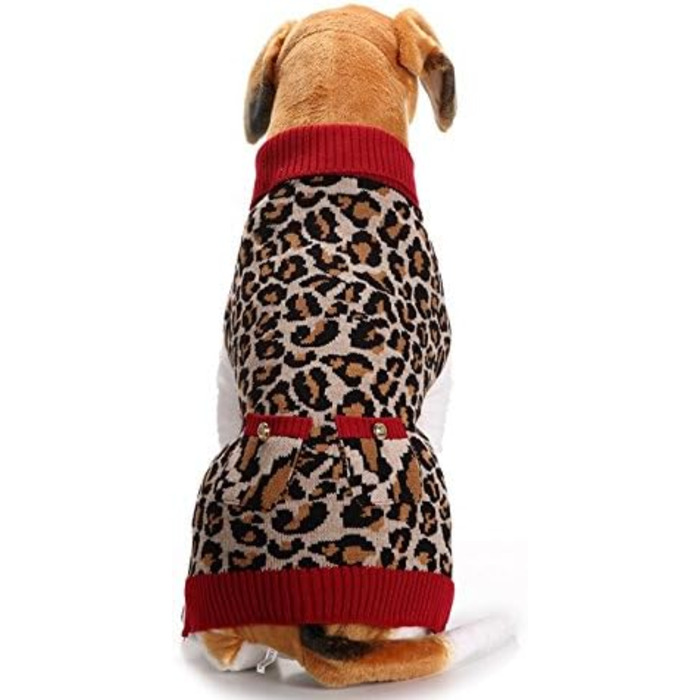 Пуловер для собак Класичний леопардовий принт, тепла куртка для собак на осінь/зиму, розмір XL