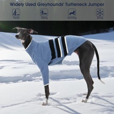 Пуловер IECOii для собак з навушниками, теплий зимовий костюм для грейхаундів, курчаків, віппетів, блакитний, розмір M