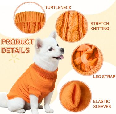 Вовняний пуловер для собак з коміром-стійкою, теплий та м'який, червоний, розмір M 12' (8', візерунок 