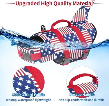 Жилет для плавання собак Malier, Ripstop, висока плавучість, для малих, середніх та великих собак, яскравий, рятувальний, в клітинку, розмір Small