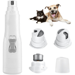 Електричний шліфувальник для нігтів собак Brifit, тихий, для собак, котів та інших домашніх тварин, білий - сріблястий