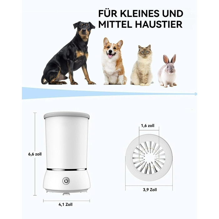 Pawclean Pro: очищувач лап для собак Pfotenjoy, 360° очищення, USB, тихий, без стресу