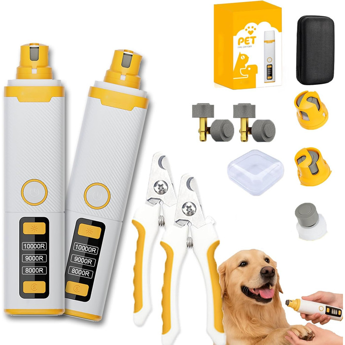 Набір для догляду за кігтями собак Premium, електричний точилка для кігтів, 3 швидкості, безпечний та безстресовий догляд за улюбленцем (2 шт)