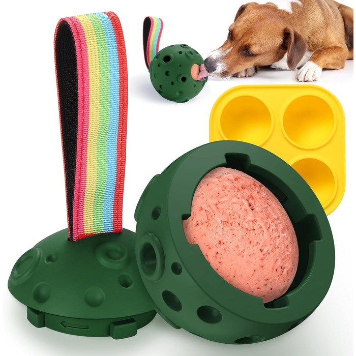 Іграшка для собак Larimuer Schleckball: інтерактивна годівниця-іграшка з силікону (зелена)