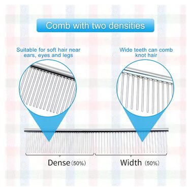 Гребінець для собак Andiker з нержавіючої сталі, щітка для грумінгу тварин великих, середніх та маленьких порід, котів, коней (L) (S)