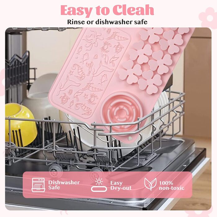 Силіконовий килимок для собак та котів - повільний годівник, килимок-головоломка, антиковзаюча поверхня, для швидких їдців, інтерактивна годівниця (рожевий)