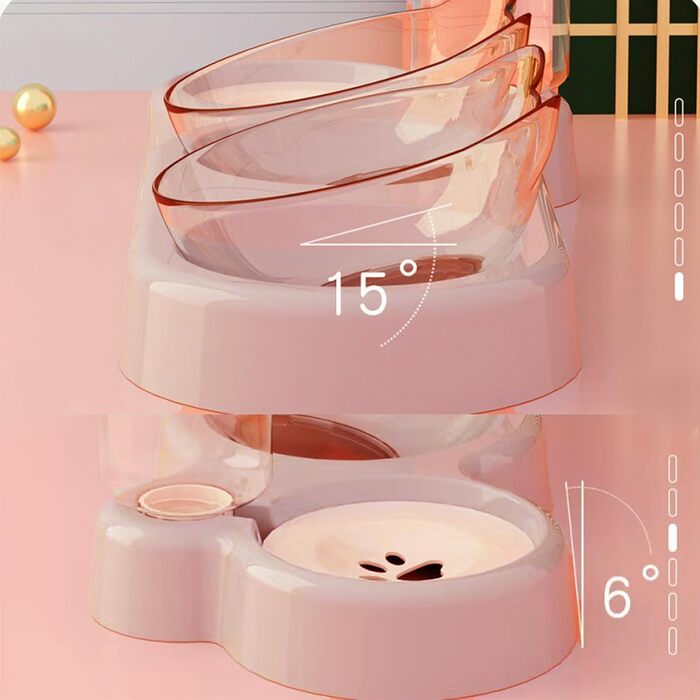 Автоматичний поїльник для котів та собак | Набір мисок з дозатором води | Безпечний, знімний, BPA-Free (Рожевий)