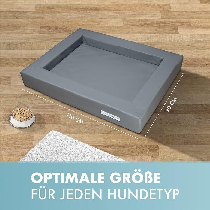 Ліжко для собак з віско-матрацом, миється - корзинка для собак, високоякісне собаче ліжко, ліжко для собак, що захищає суглоби, міцна собача підстилка, розмір L 110 x 90 см, коричневе