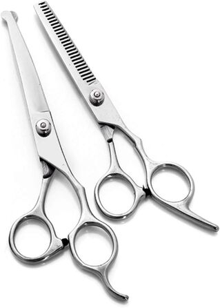 Професійна шерстьостригальна ножиці для собак, нержавіюча сталь, прямі та зігнуті леза, безпечні закруглені кінчики, для грумінгу обличчя, вух, носа та лап