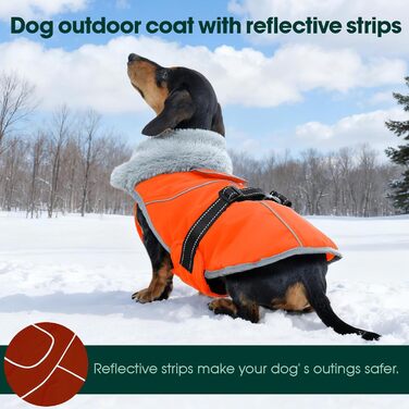 Куртка для собак Kuoser, зимова, водонепроникна, флісова, для середніх собак, помаранчевого кольору (S)