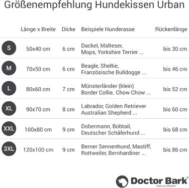 Ортопедичне собаче ліжко Doctor Bark Urban - для середніх собак, 70x50 см, сірий колір, Made in Germany. Можна прати до 95°C, міцне, для дому та вулиці.