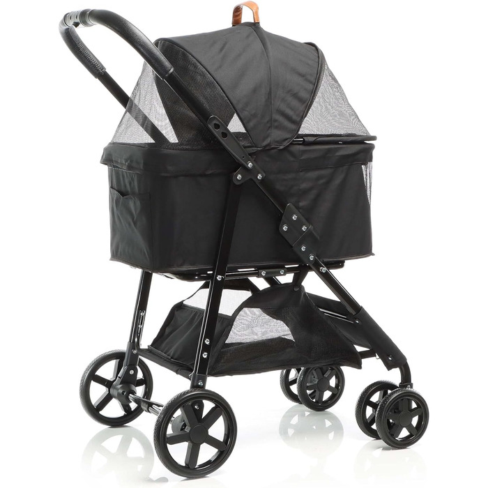 Візок для собак Fudajo 2в1, чорний, складна конструкція, з сумкою для тварин, до 20 кг, для собак та котів