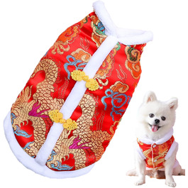 Теплий халат-чонгсам для котів та собак, зимовий стиль Тан, теплий одяг для святкування Нового року, Bichon, малі та середні породи