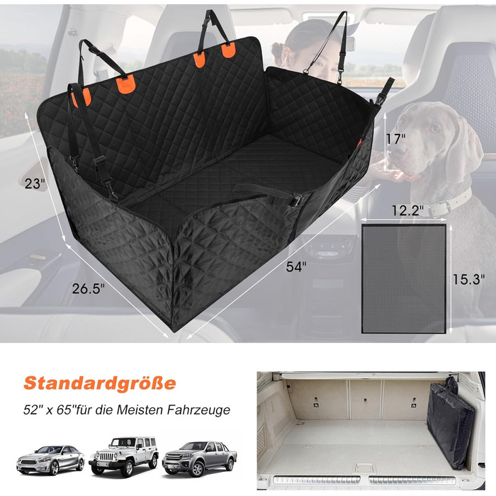 Захисна підстилка для собак у машину, водонепроникна, антикіготок, для заднього сидіння, з кріпленням на ремені безпеки, сумісна з більшістю авто, SUV та пікапами