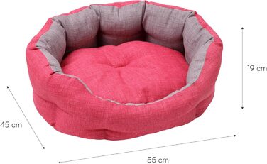 Кругла м'яка лежанка для собак та котів Baroni Home, розмір M, 45x55 см, сіра та фуксія, для дому