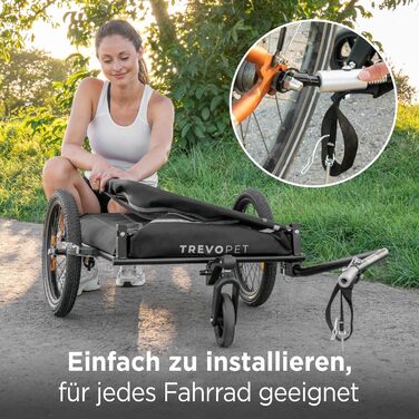 Легкий велосипедний візок для собак 2-в-1 – для собак вагою до 30 кг, складаний, з кулером, прапорцем безпеки та м'яким килимком, сумісний з електровелосипедами