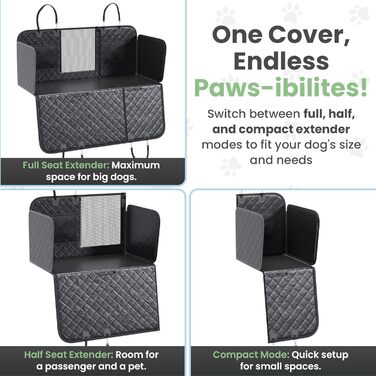 Захисний чохол на сидіння автомобіля для собак, 63.8 x 52.7 см, з ременями безпеки та мискою