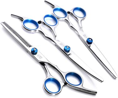 Набір професійних ножиць для грумінгу тварин 6.0 дюймів, нержавіюча сталь, прямі та зігнуті леза, ножиці для розрідження, для собак та котів